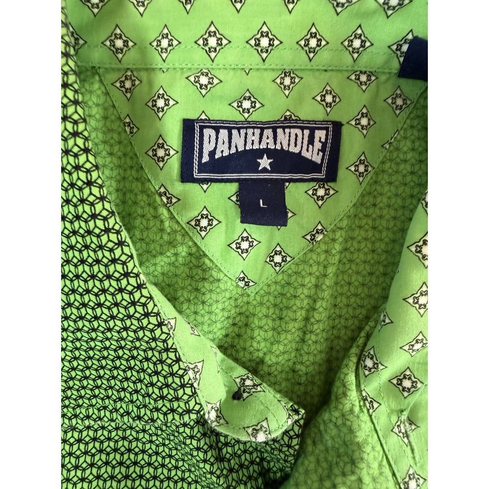 NEW Panhandle Select Pearl Snap Cowboy Rodeo Shirt Green By Sz L